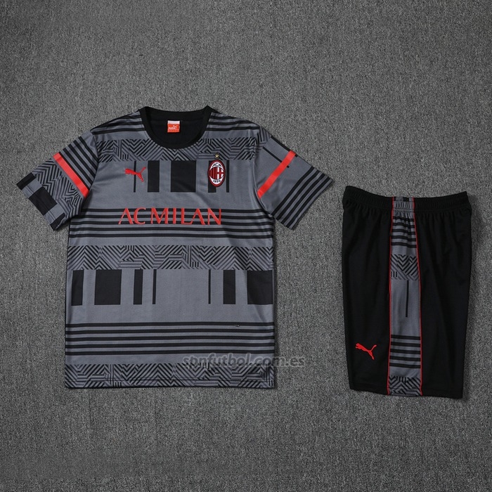 Chandal del AC Milan Manga Corta 2022-2023 Gris - Pantalon Corto